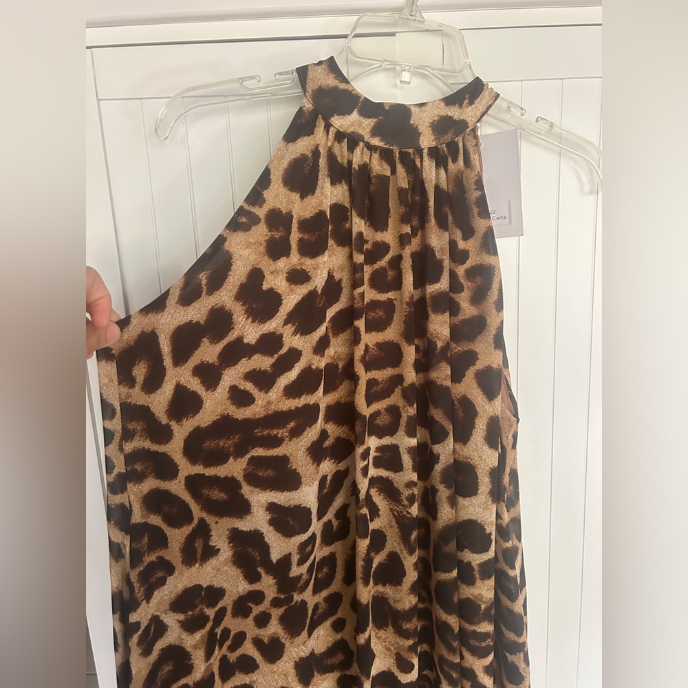 ANANY Leopard Print Halter Maxi Dress NWT - Picture 2 of 10